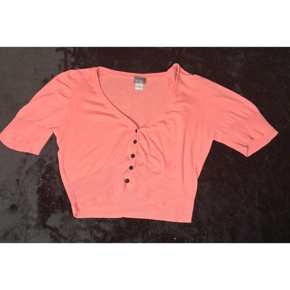 Dots Y2K Cropped Button Up Knit Cardigan Sweater 3X Coral Preppy Coquette Indie